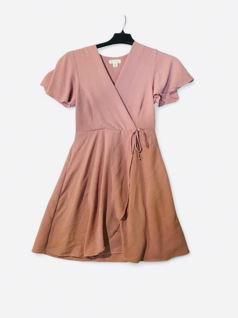 Monteau Mauve Pink Wrap Mini Dress